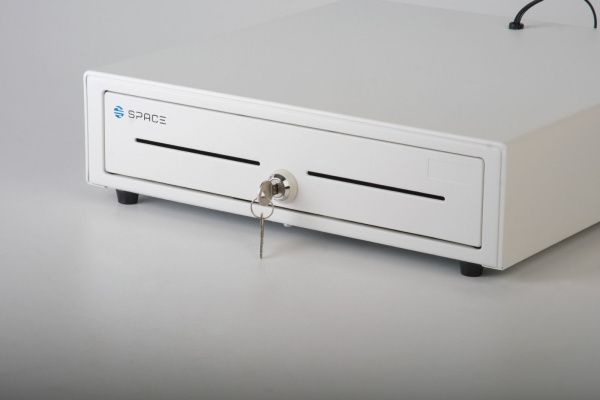  Денежный ящик SPACE 410K  автомат., 400*405*88, белый, большой SPACE фото в интернет-магазине Бизнес РОСТ  - торговое оборудование.