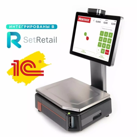  Весы с печатью этикеток M-ER 727 PM-32,5 (AI 15" Сенсорный, USB, Ethernet, Wi-Fi)  Автома. распознов MERTECH фото в интернет-магазине Бизнес РОСТ  - торговое оборудование.