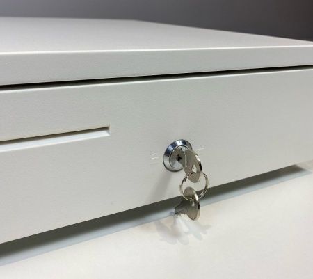  Денежный ящик Microinvewst LB-4042  автомат., 405*420*100, белый, большой  фото в интернет-магазине Бизнес РОСТ  - торговое оборудование.