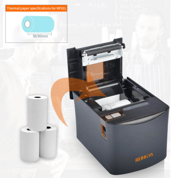 Принтер чеков Rongta RP-331A KZ USB+RS232 80 мм, Принтер 250 мм/сек, 150 км, Автообрез 1,5 мл, ЛОГО,  - торговое оборудование.