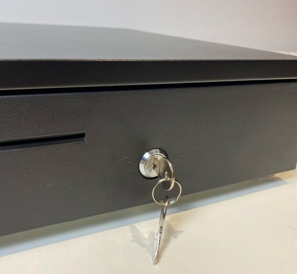 Денежный ящик Microinvewst LB-4042  автомат. 9V (работает с ККМ), 405*420*100, черный, большой  - торговое оборудование.