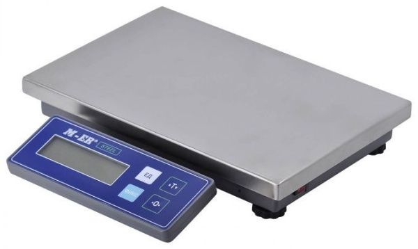 Фасовочные весы MERTECH M-ER 224 AF-32.5 STEEL LCD USB (325х275 мм). Ультратонкие, сьемный дисплей, 