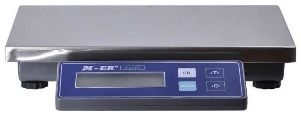 Фасовочные весы MERTECH M-ER 224 AF-32.5 STEEL LCD USB (325х275 мм). Ультратонкие, сьемный дисплей,  MERTECH - торговое оборудование.