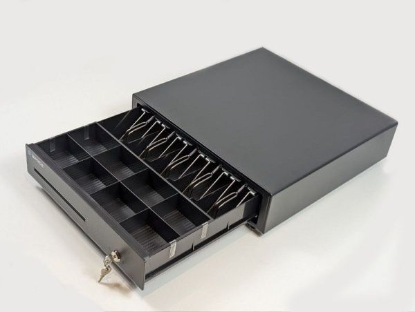 Денежный ящик SPACE 410K  автомат., 400*405*88, черный, большой SPACE - торговое оборудование.