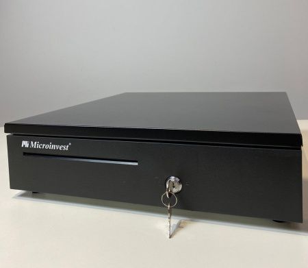  Денежный ящик Microinvewst LB-4042  автомат. 9V (работает с ККМ), 405*420*100, черный, большой  фото в интернет-магазине Бизнес РОСТ  - торговое оборудование.