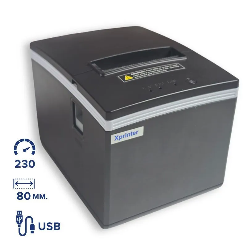 Принтер чеков  XPrinter XP-E200L  USB 80 мм, автообрезка, печать ЛОГОтипа